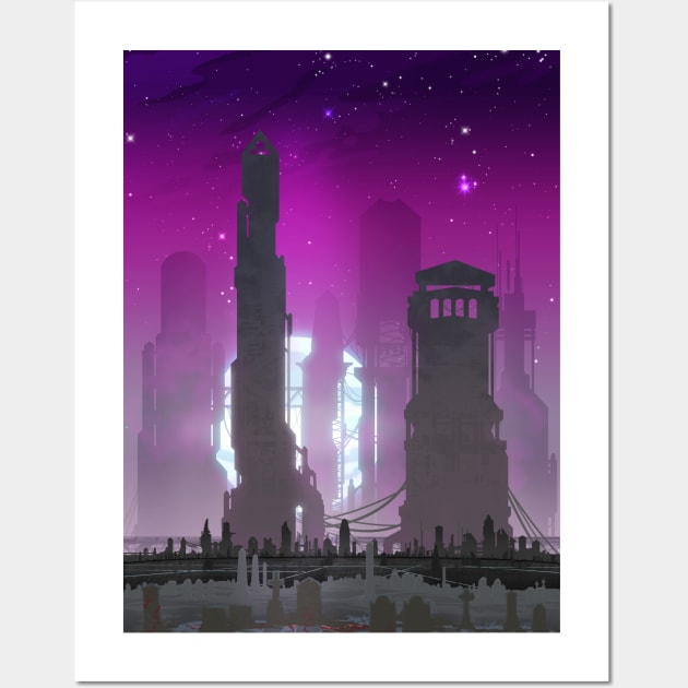 Cyberpunk City Towers - Monuments Wall Art by forge22